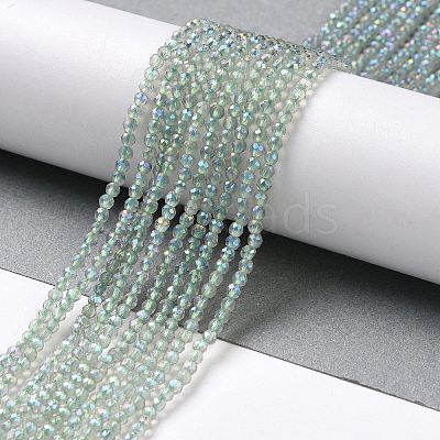 Electroplate Transparent Glass Beads Strands X-GLAA-H021-01A-FR07-1