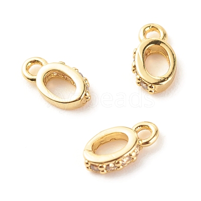 Brass Micro Pave Clear Cubic Zirconia Charms ZIRC-P094-11G-RS-1
