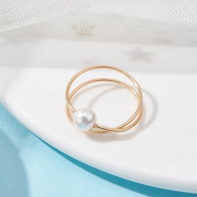 Brass Wire Wrap Criss Cross Finger Ring RJEW-TA00090-1