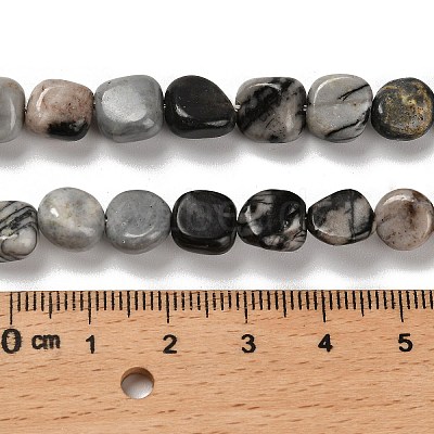 Natural Black Netstone Beads Strands G-P497-01E-73-1