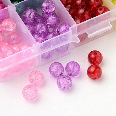 Spray Painted Transparent Crackle Glass Beads Strands CCG-X0002-B-1