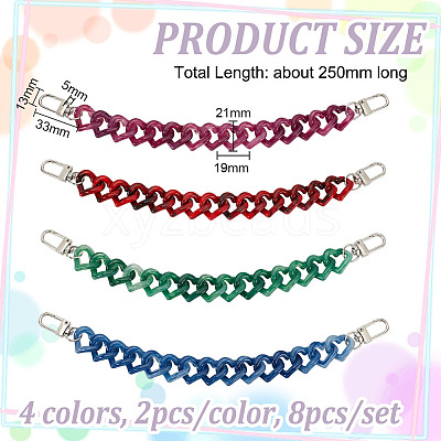 8Pcs 4 Colors Acrylic Boot Strap Chains FIND-GO00004-1