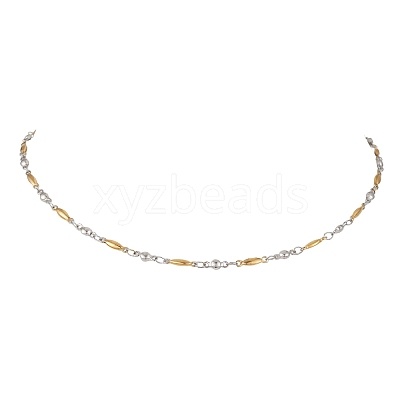 2Pcs 2 Styles Two Tone 304 Stainless Steel Bar Link Chain Necklaces for Women NJEW-JN05962-1