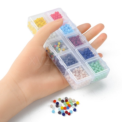 10 Grids 10 Styles Opaque Solid Color Glass Beads Strands EGLA-YW0001-45-1
