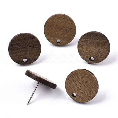 Walnut Wood Stud Earring Findings X-MAK-N033-008-1