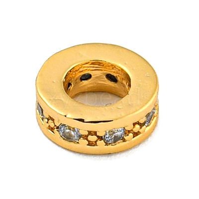 Brass Micro Pave Clear Cubic Zirconia European Beads KK-G493-41G-1