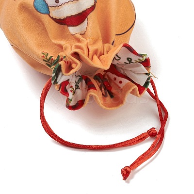Christmas Theme Rectangle Cloth Bags with Jute Cord LS-ABAG-P008-01D-1