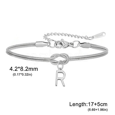 304 Stainless Steel Initial Charm Bracelets FS-WGD8E41-41-1