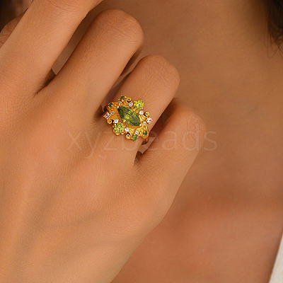 Brass Micro Pave Cubic Zirconia Finger Rings for Women KW9333-1-1