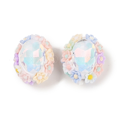 Handmade Luminous Polymer Clay Rhinestone Beads CLAY-H003-05-1