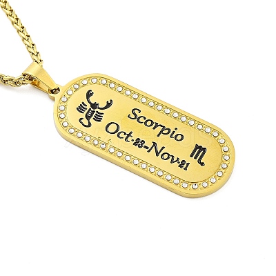 Constellation 304 Stainless Steel Micro Pave Clear Cubic Zirconia Wheat Chain Pendant Necklaces for Women Men LS-NJEW-U007-01G-1