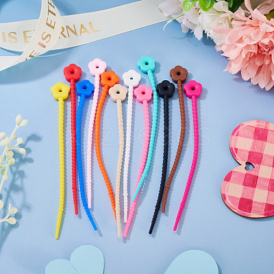 30Pcs Flower Shape Silicone Cable Zip Ties AJEW-TADJ0001-10-1