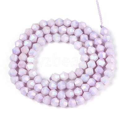 Anti-Tarnish Electroplate Bicone Glass Beads Strands X-EGLA-T021-4mm-16-01-1