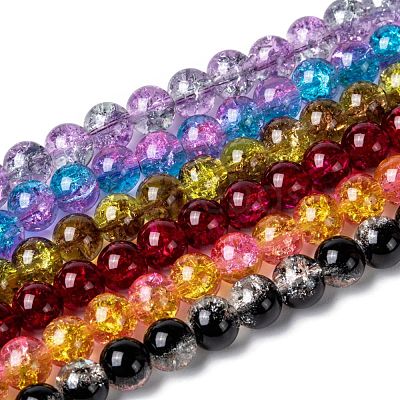 Two Tone Crackle Glass Beads Strands CCG-Q002-8mm-M-1