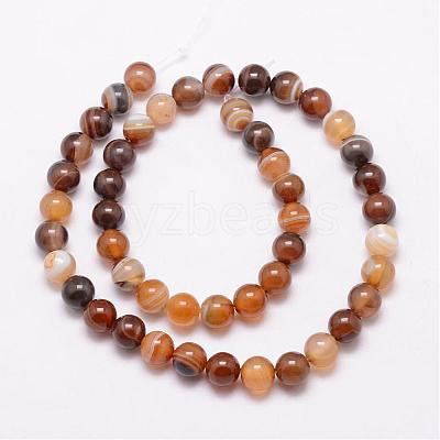 Natural Striped Agate/Banded Agate Bead Strands G-K166-13-10mm-02-1