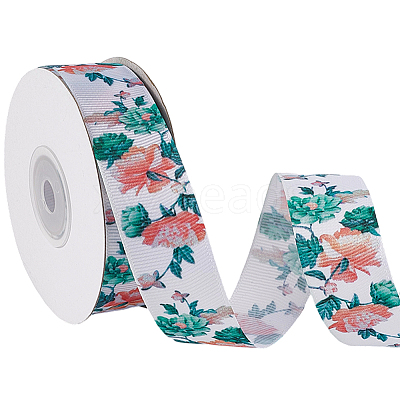 1 Roll Single Face Printed Polyester Grosgrain Ribbons SRIB-CY0001-12A-1