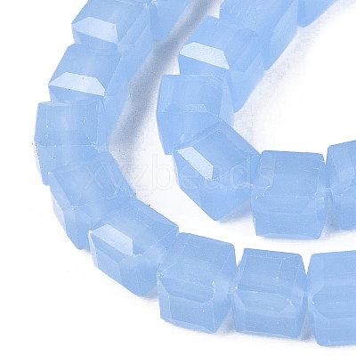 Imitation Jade Glass Beads Strands GLAA-R041-8x8mm-B06-1