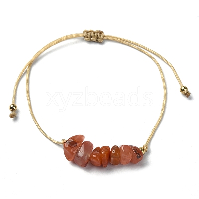 Natural Carnelian Chips Braided Bead Bracelets BJEW-JB09851-07-1