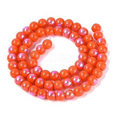 Electroplate Opaque Glass Beads Strands EGLA-Q132-6MM-01C-04-1
