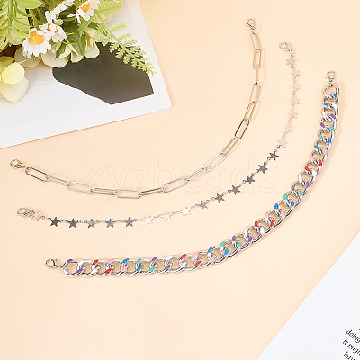 1 Set 3 Styles Iron Hat Chain with Lobster Claw Clasp HJEW-CN0001-31A-1