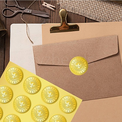 34 Sheets Self Adhesive Gold Foil Embossed Stickers DIY-WH0509-086-1