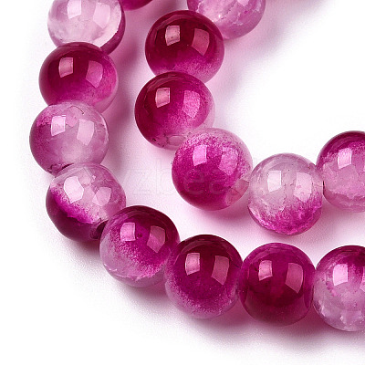 Crackle Baking Paint Imitation Jade Glass Beads Strands DGLA-T003-6mm-12-1