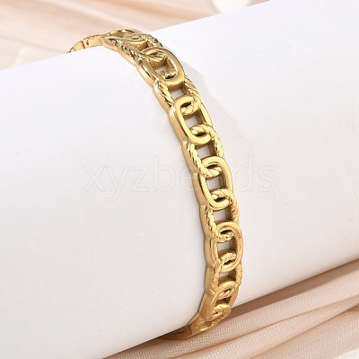 304 Stainless Steel Oval Ring Link Chain Hinged Cuff Bangles SA-CBAB92B-08G-1