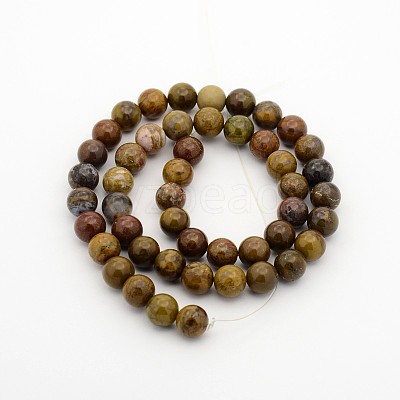 Natural Petrified Wood Round Bead Strands G-P070-64-4mm-1