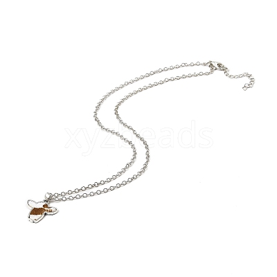 Zinc Alloy with Leather Pendant Necklces NJEW-Z034-01C-P-1