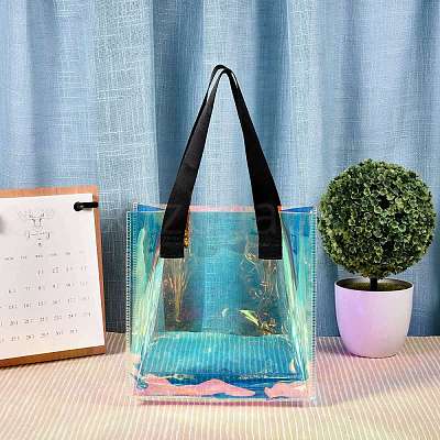 3Pcs 3 Style Rectangle Transparent Laser Plastic Hand Bags ABAG-SZC0007-09-1