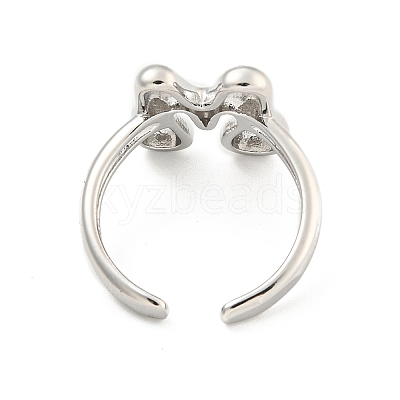 Brass Letter Open Cuff Rings for Women RJEW-G313-01M-P-1