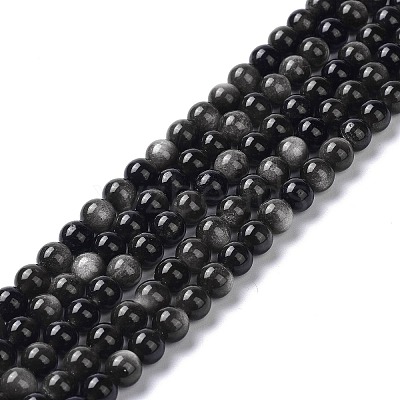Natural Silver Obsidian Beads Strands X-G-D083-01D-1
