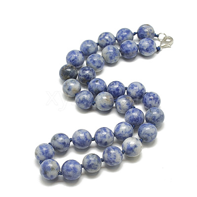 Natural Blue Spot Jasper Beaded Necklaces NJEW-S405-03-1