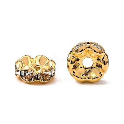 Brass Rhinestone Spacer Beads RB-A014-L7mm-01G-1