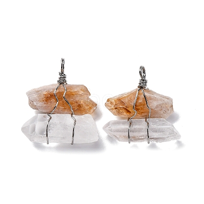 Natural Quartz Crystal & Yellow Quartz Nuggets Big Pendants G-K338-43P-07-1