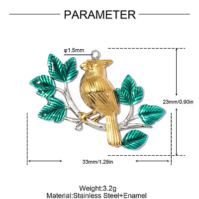 304 Stainless Steel Enamel Pendants STAS-OY014-14G-1
