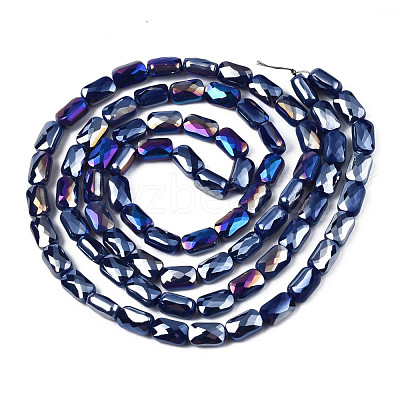 Electroplate Opaque Solid Color Glass Beads Strands EGLA-N002-25-B-1