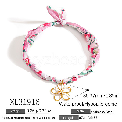 304 Stainless Steel Pendant Printed Scarf Necklaces FS-WGD2FA8-14-1
