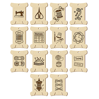 14Pcs 14 Style Plywood Thread Winding Boards WOOD-WH0060-04-1