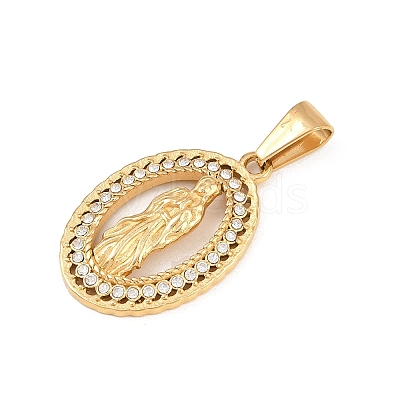304 Stainless Steel with Rhinestone Pendants Hand Polished STAS-Z171-24G-01-1