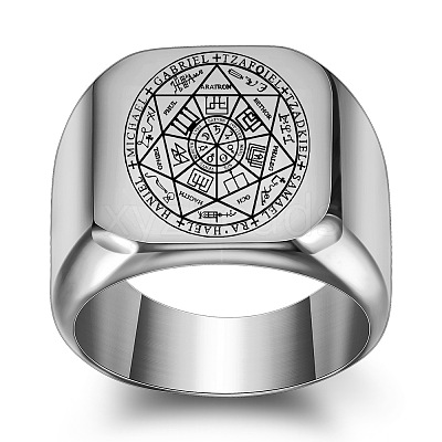 The Seven-Pointed Star Pattern 304 Stainless Steel Finger Rings FS-WGB7142-09-1