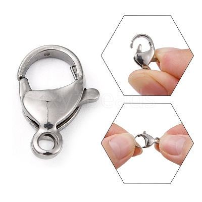 Tarnish Resistant Polished 304 Stainless Steel Lobster Claw Clasps X-STAS-R072-08A-1