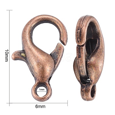 Red Copper Tone Zinc Alloy Lobster Claw Clasps X-E103-NFR-1