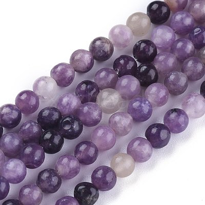 Natural Lepidolite/Purple Mica Stone Beads Strands G-K415-4mm-1