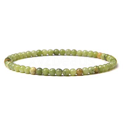 4mm Round Natural Jade Beads Bracelet for Men KG3069-28-1