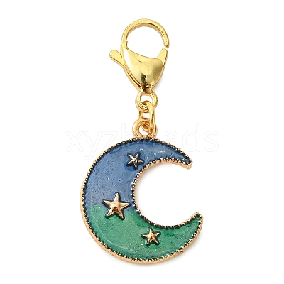 5Pcs Alloy Enamel Moon Star Planet Pendant Decorations HJEW-JM02856-1