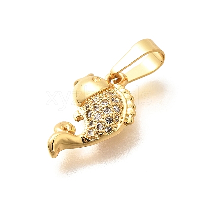 Brass Micro Pave Clear Cubic Zirconia Pendants KK-Q040-07A-G-1