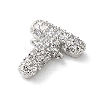 Brass Micro Pave Cubic Zirconia Letter Links KK-I717-04T-P-1