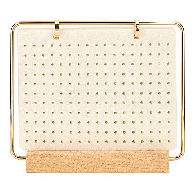 Iron Felt Enamel Pin Display Pages with Wooden Base ODIS-WH0007-77-1