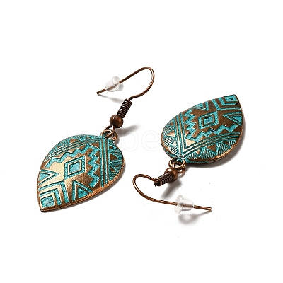 3 Pairs 3 Style Teardrop & Twist Rhombus & Coconut Tree Alloy Dangle Earrings Set EJEW-G330-02R-1